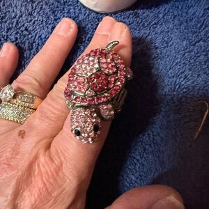 Pink Turtle Statement Ring